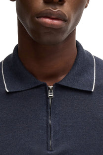 Boss Black H-Jiovanotto Half Zip Polo Shirt Dark Blue Boss Black