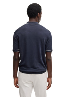 Boss Black H-Jiovanotto Half Zip Polo Shirt Dark Blue Boss Black