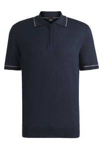 Boss Black H-Jiovanotto Half Zip Polo Shirt Dark Blue Boss Black