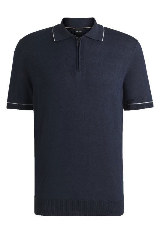 Boss Black H-Jiovanotto Half Zip Polo Shirt Dark Blue