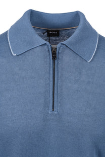 Boss Black H Jiovanotto Knitted Polo Shirt Light Pastel Blue Boss Black