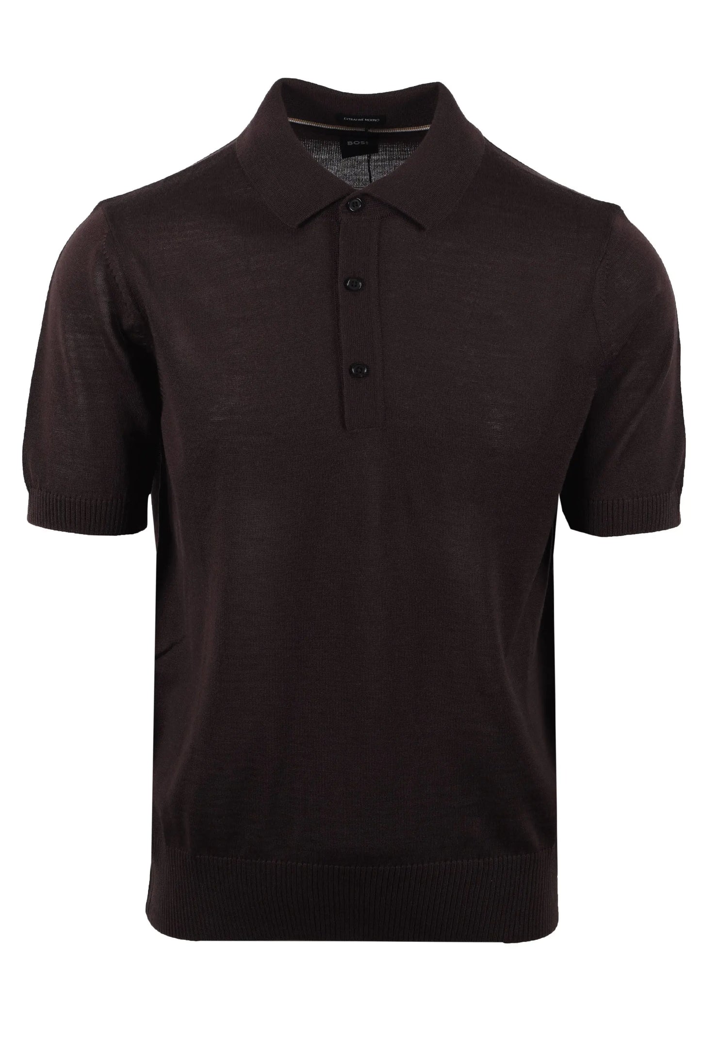 Brown BOSS polo shirt on a white background