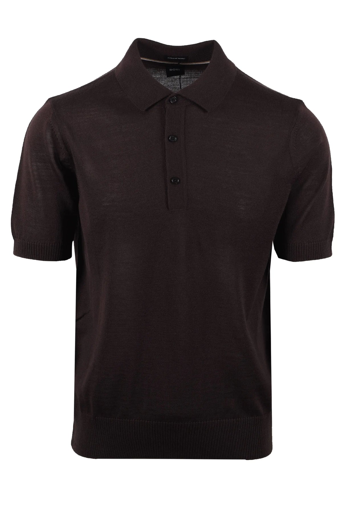 Brown BOSS polo shirt on a white background