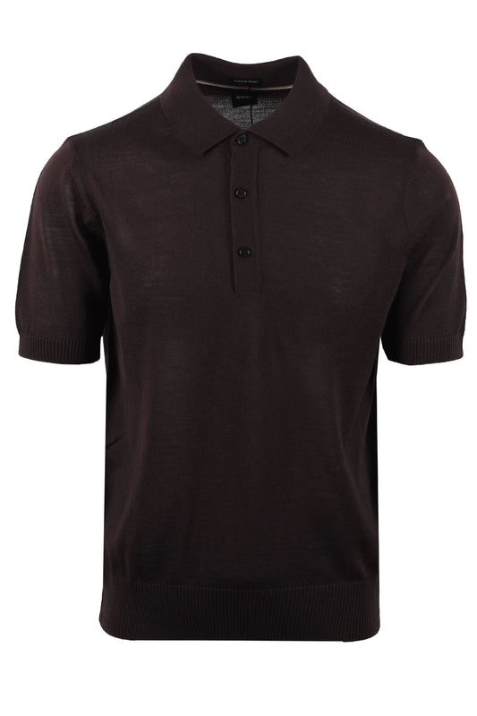 Brown BOSS polo shirt on a white background