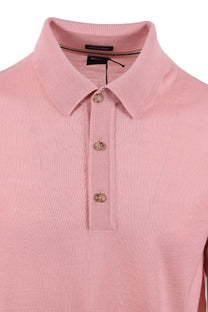 Pink boss polo shirt with buttons on a white background