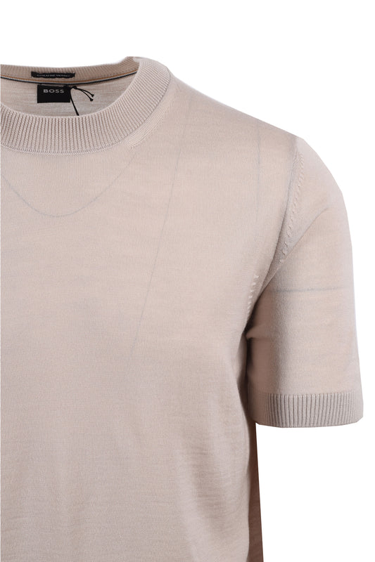 Boss Black H UMAURO KNITTED T-SHIRTS OPEN BEIGE