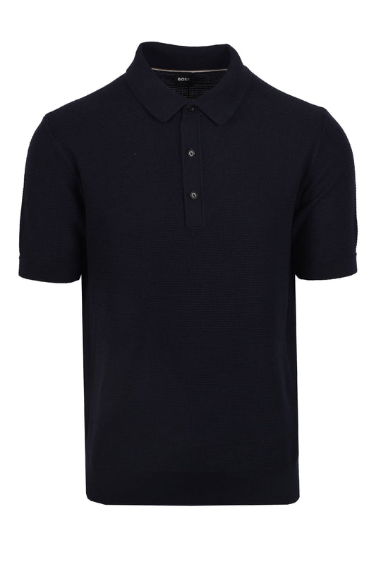 Boss Black Iannotti Knitted Polo Shirt Dark Blue