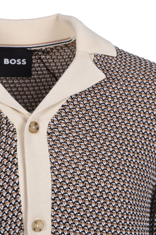 Boss Black Iconico Knitted Polo Open White