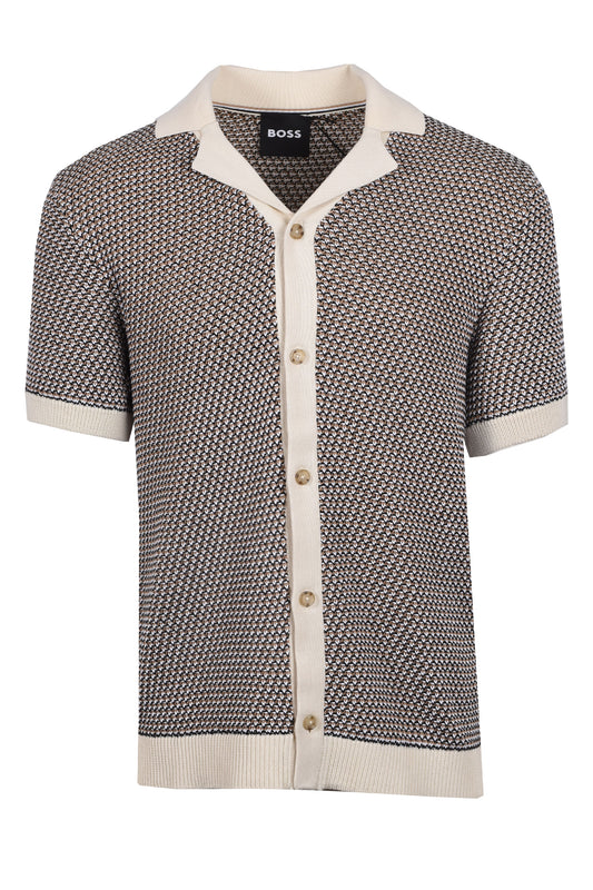 Boss Black Iconico Knitted Polo Open White