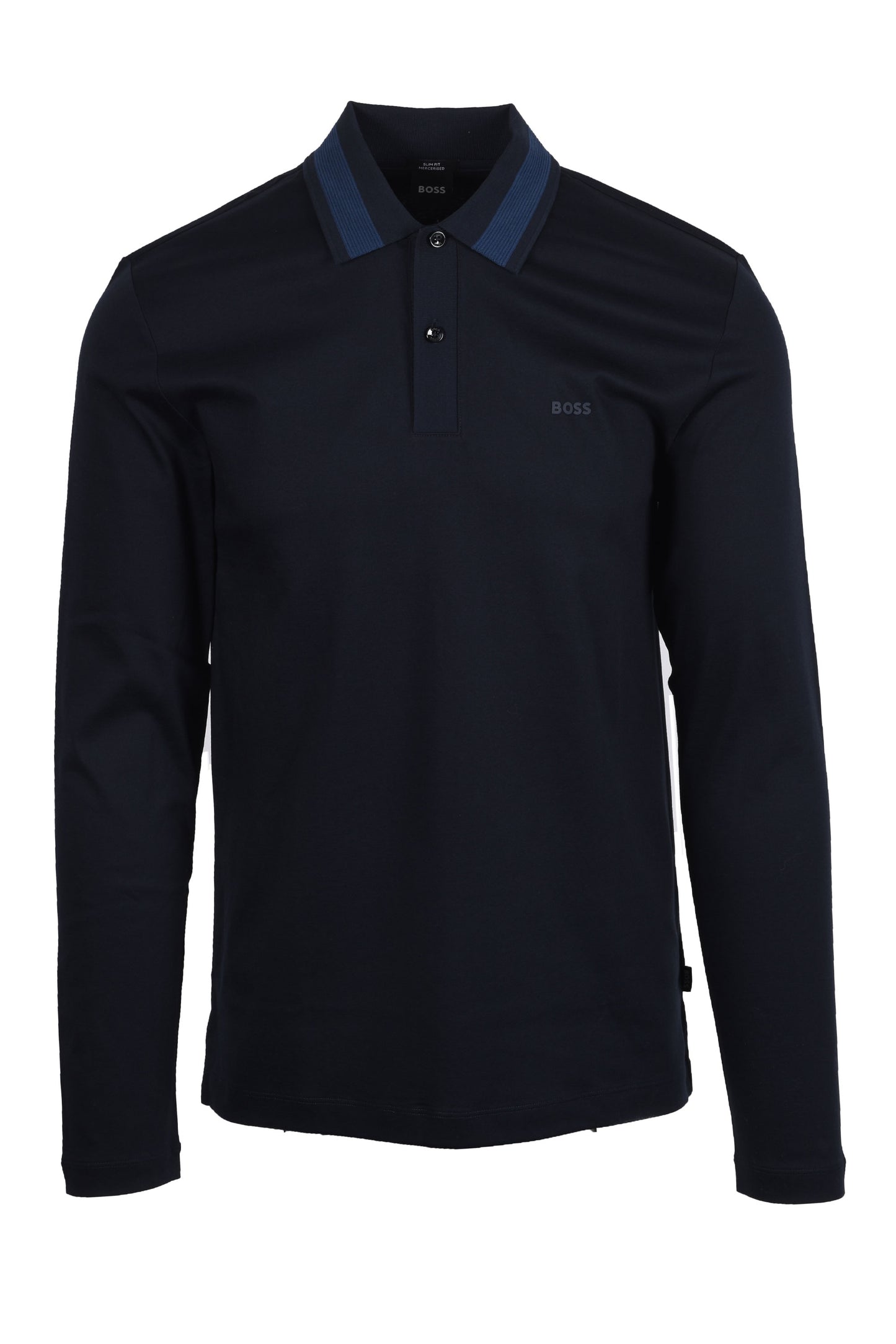 Boss Black Pleins Long Sleeve Polo Dark Blue