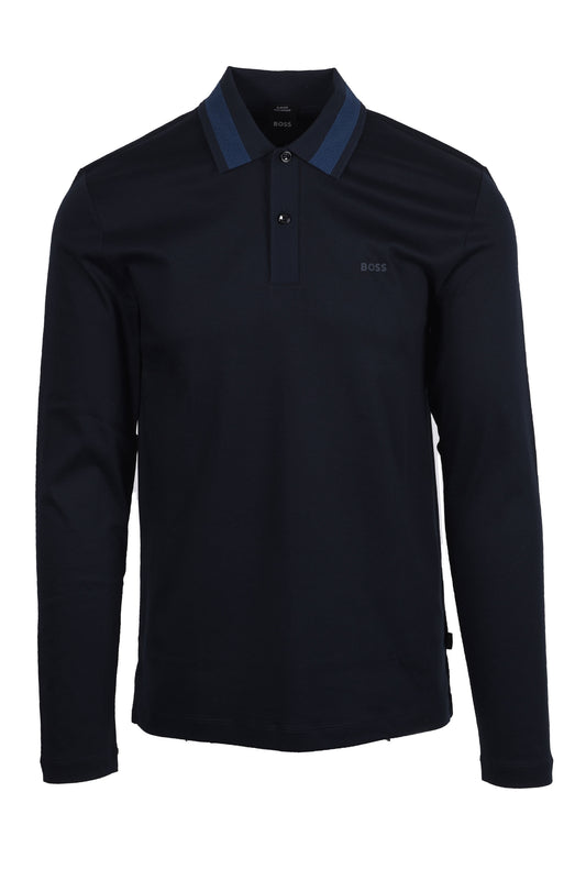 Boss Black Pleins Long Sleeve Polo Dark Blue