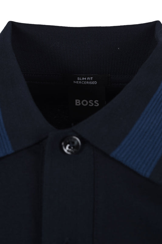 Boss Black Pleins Long Sleeve Polo Dark Blue