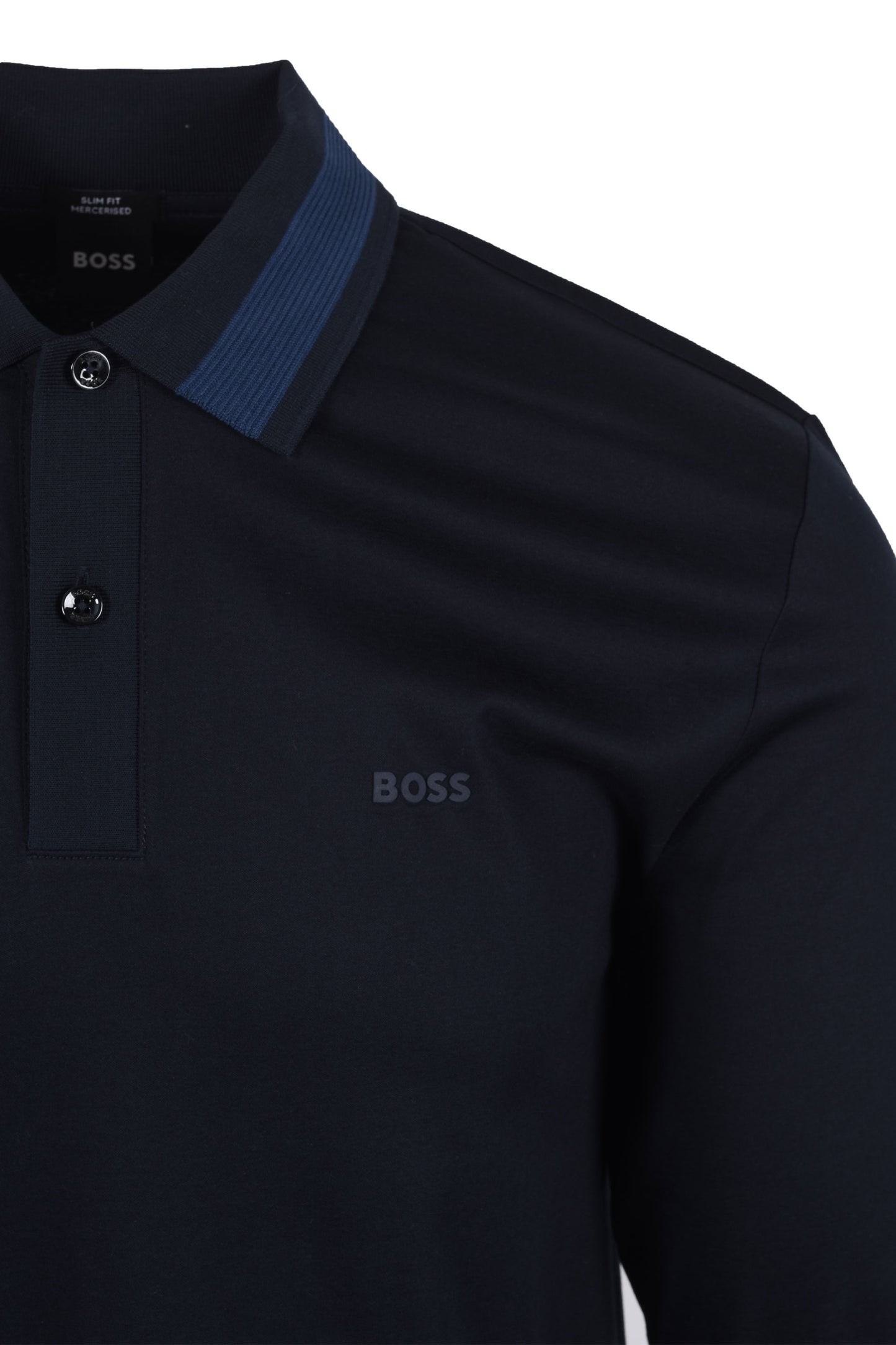Boss Black Pleins Long Sleeve Polo Dark Blue