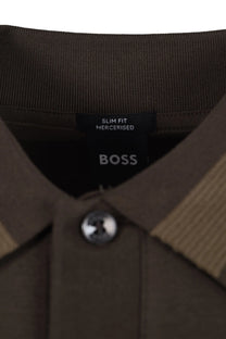 Boss Black Pleins Long Sleeve Polo Open Green Boss Black