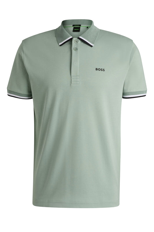 Boss Green Paddy Lux Heritage Polo Shirt Open Green