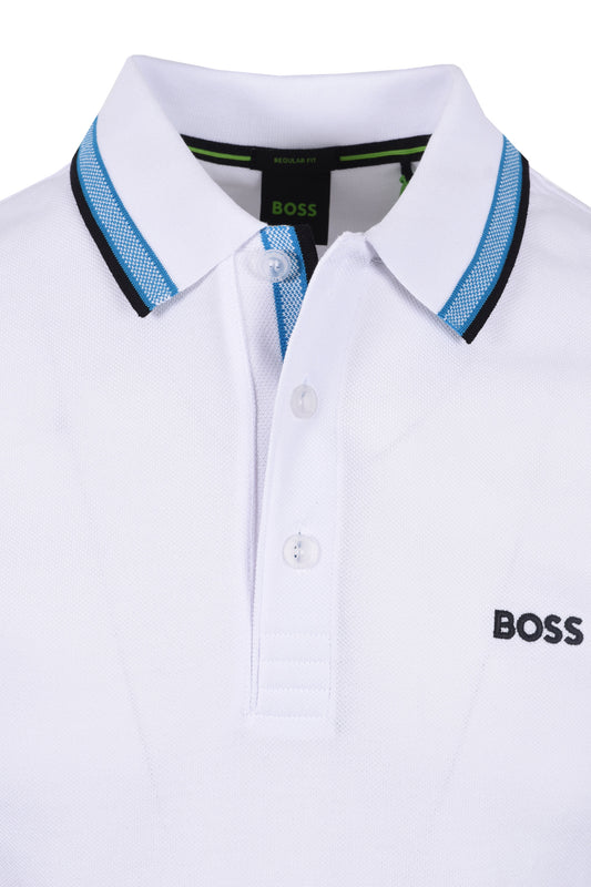 Boss Green Paddy Polo Open White with Blue