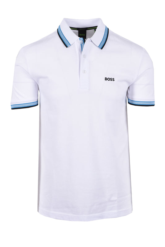 Boss Green Paddy Polo Open White with Blue