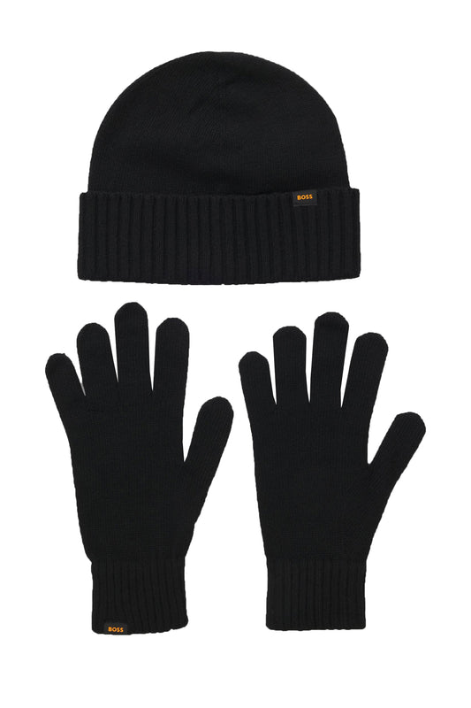 Boss Orange Kalipso Knitted Hat and Gloves Set Black
