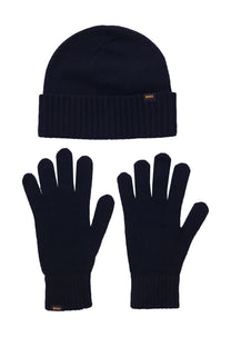Boss Orange Kalipso Knitted Hat and Gloves Set Dark Blue Boss Orange