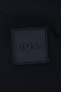 BOSS logo on a textured black fabric patch