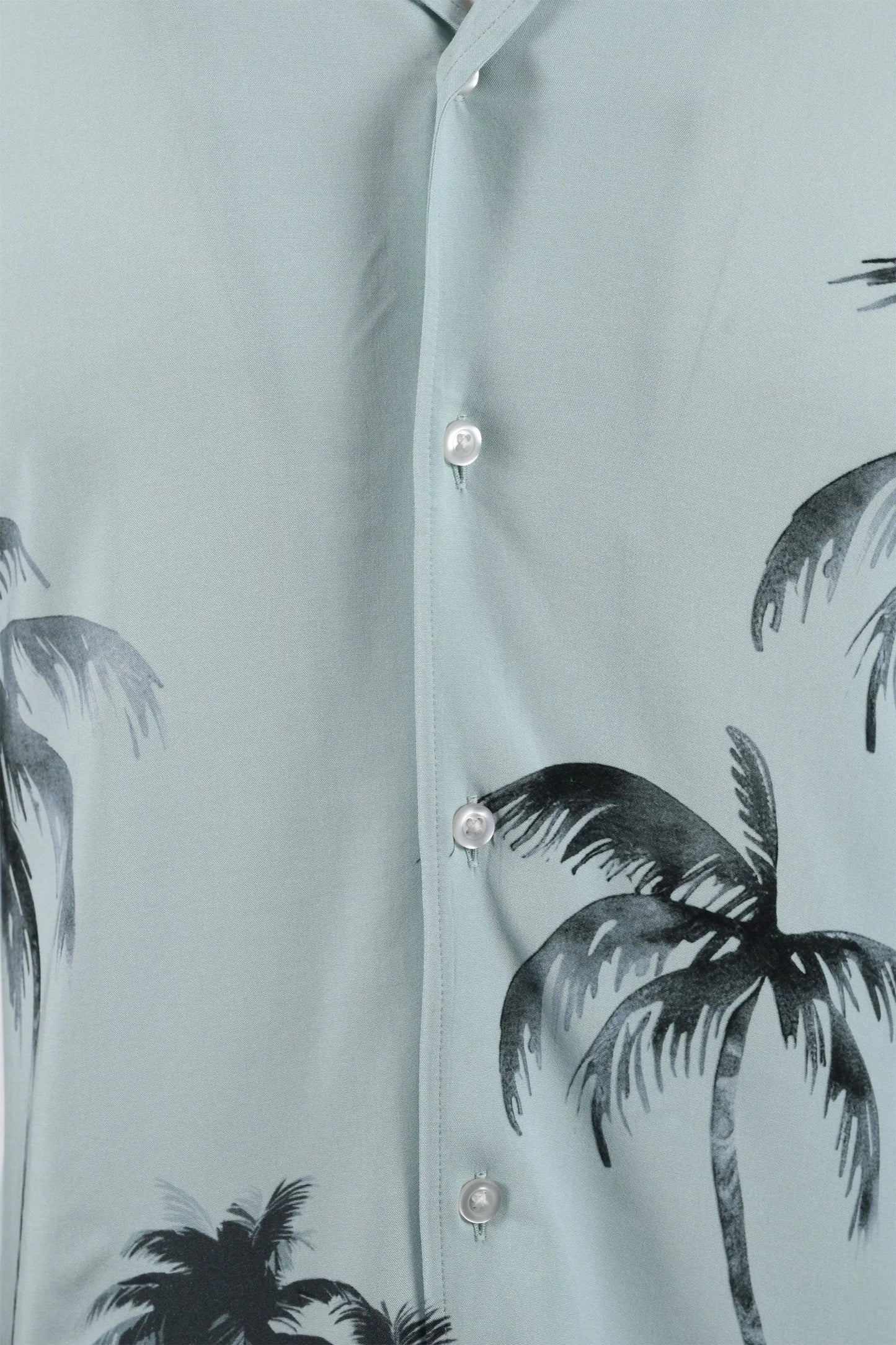 Light blue BOSS shirt with black palm tree pattern
