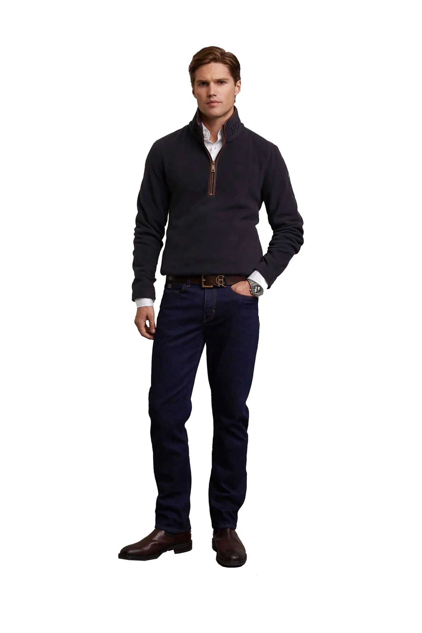 HOLLAND COOPER COUNTRY FLEECE HALF ZIP INK NAVY Holland Cooper