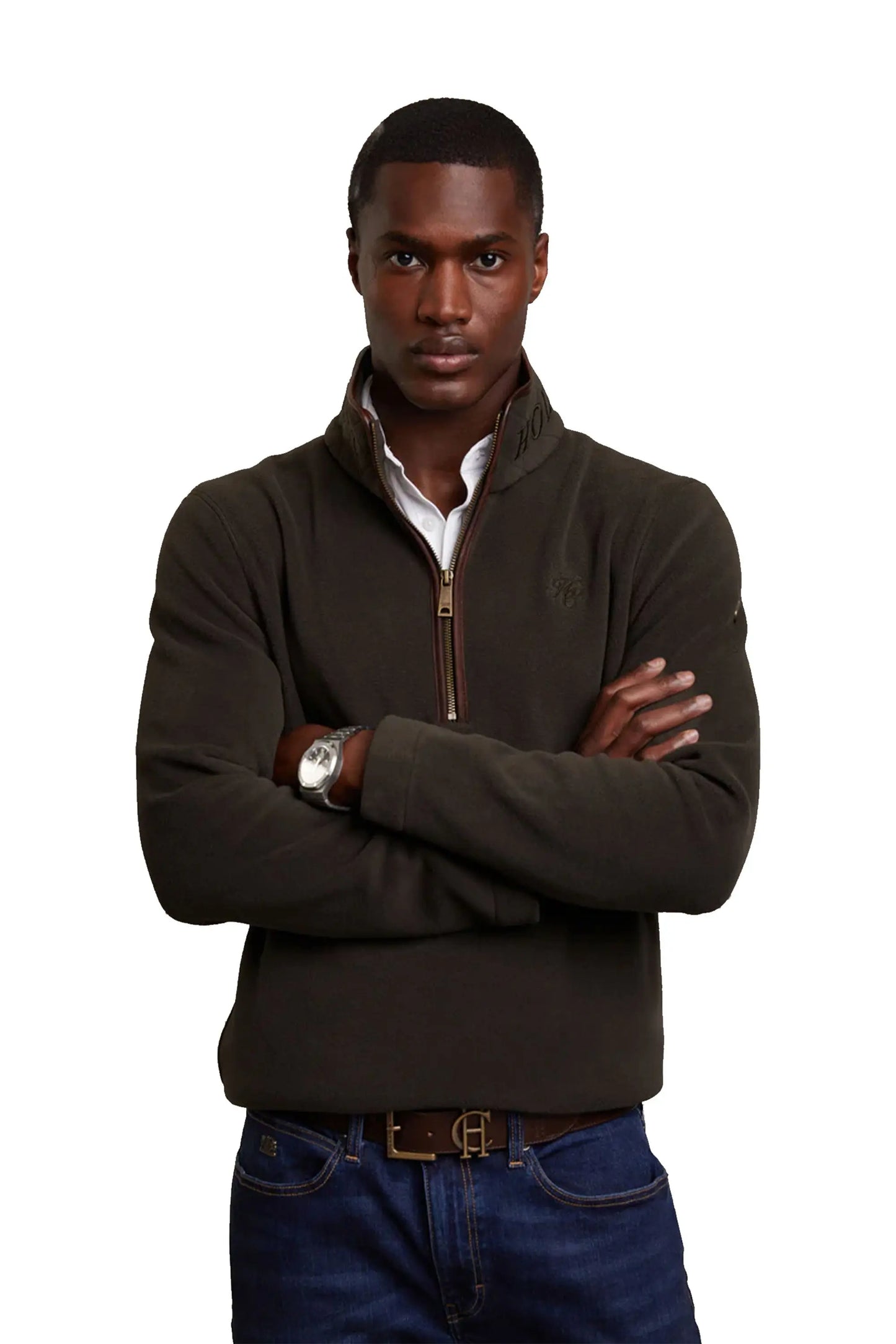 HOLLAND COOPER COUNTRY FLEECE HALF ZIP KHAKI Holland Cooper