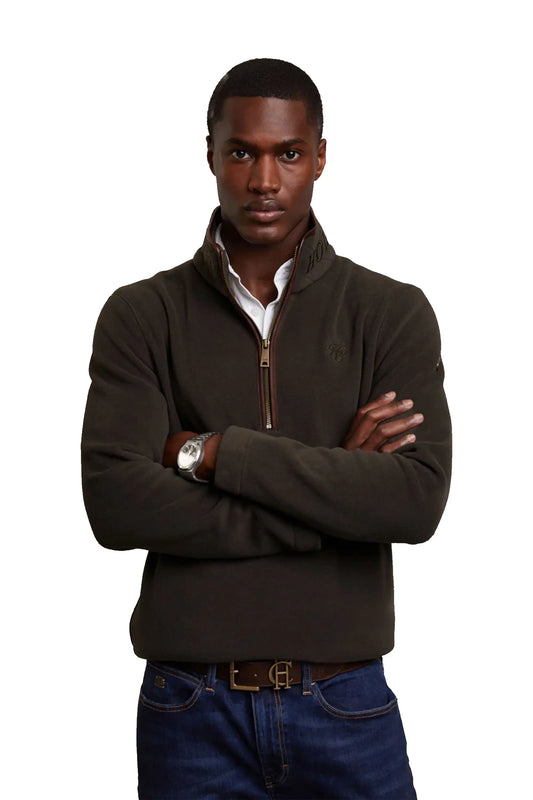 HOLLAND COOPER COUNTRY FLEECE HALF ZIP KHAKI Holland Cooper