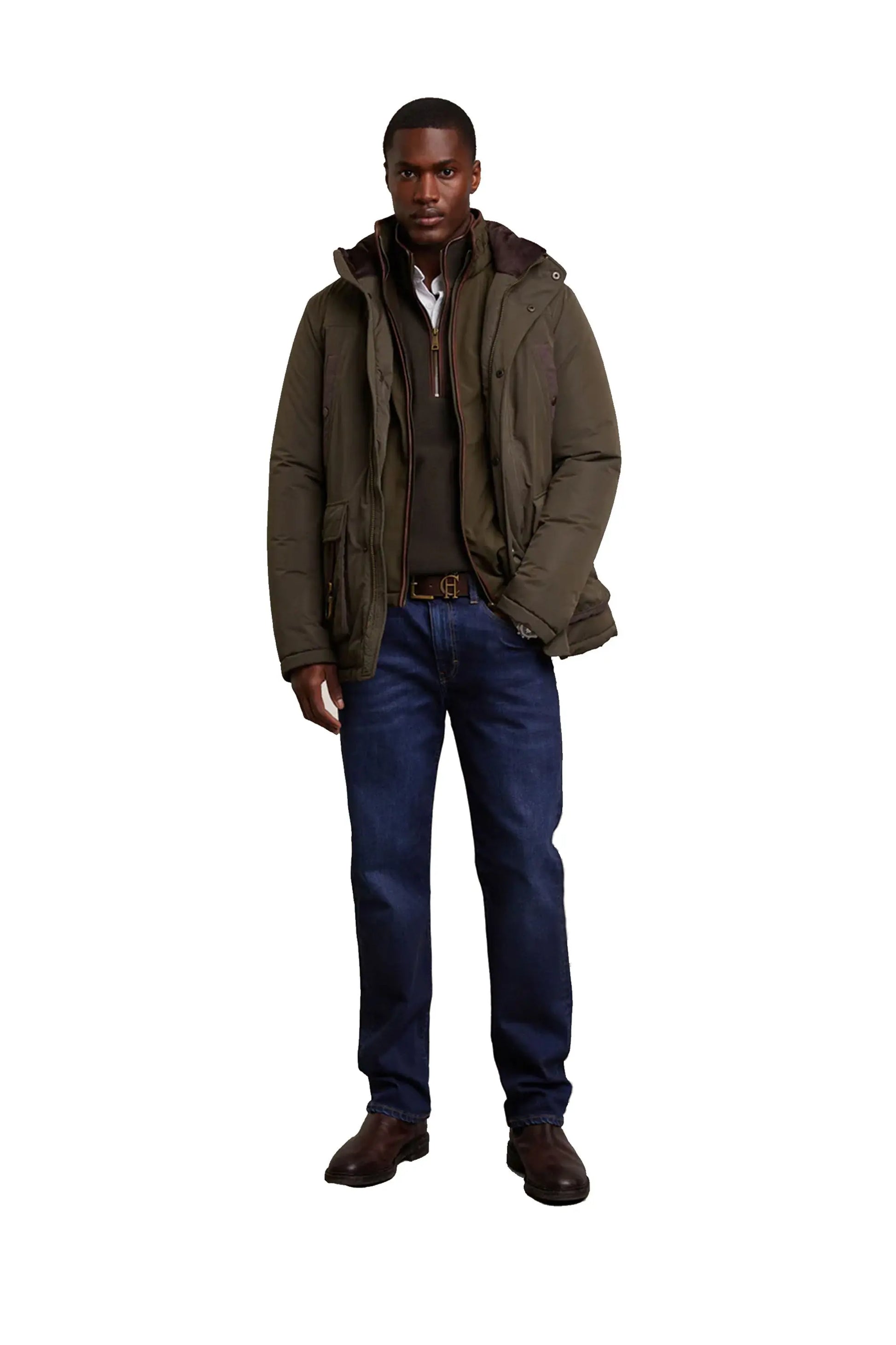 HOLLAND COOPER COUNTRY FLEECE HALF ZIP KHAKI Holland Cooper