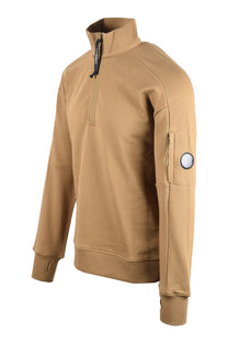 CP COMPANY DIAGONAL RAISED HALF ZIP SWEATSHIRT ERMINE