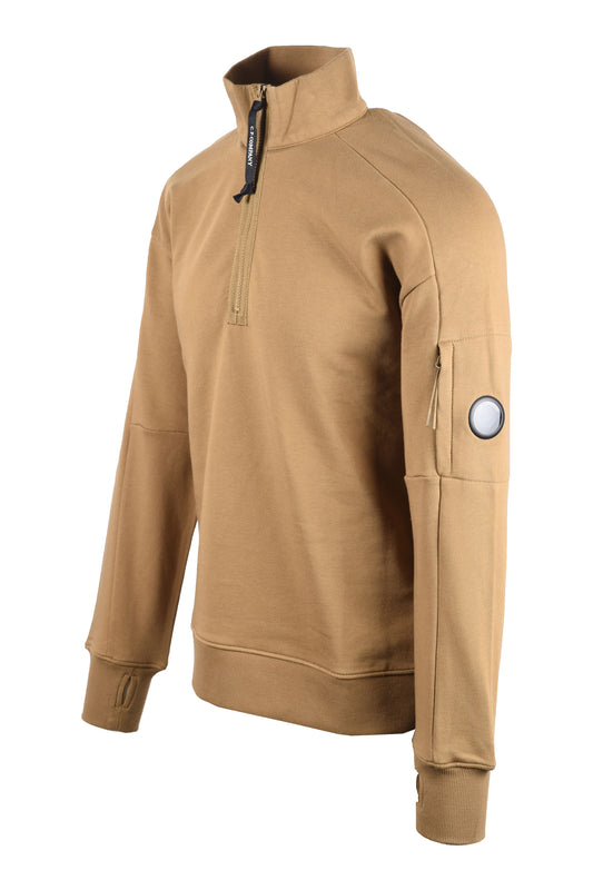 CP COMPANY DIAGONAL RAISED HALF ZIP SWEATSHIRT ERMINE