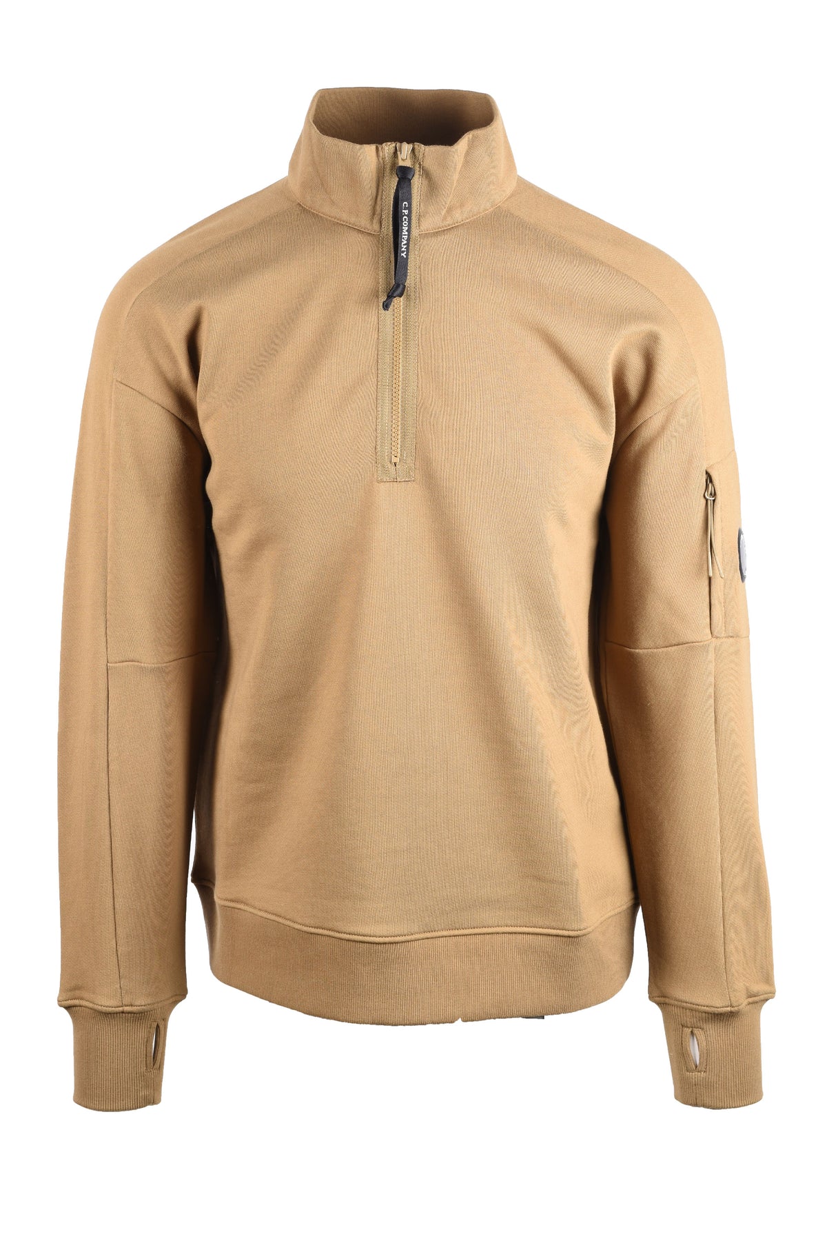 CP COMPANY DIAGONAL RAISED HALF ZIP SWEATSHIRT ERMINE