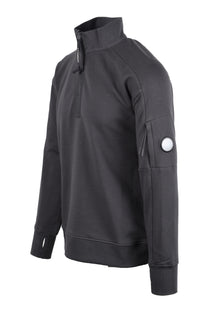 CP COMPANY DIAGONAL RAISED HALF ZIP SWEATSHIRT RAVEN