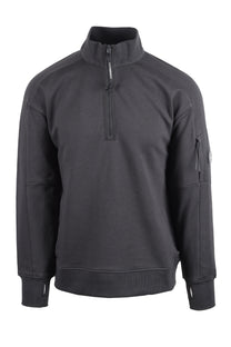 CP COMPANY DIAGONAL RAISED HALF ZIP SWEATSHIRT RAVEN