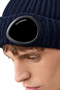 CP COMPANY EXTRA FINE KNITTED BEANIE TOTAL ECLIPSE