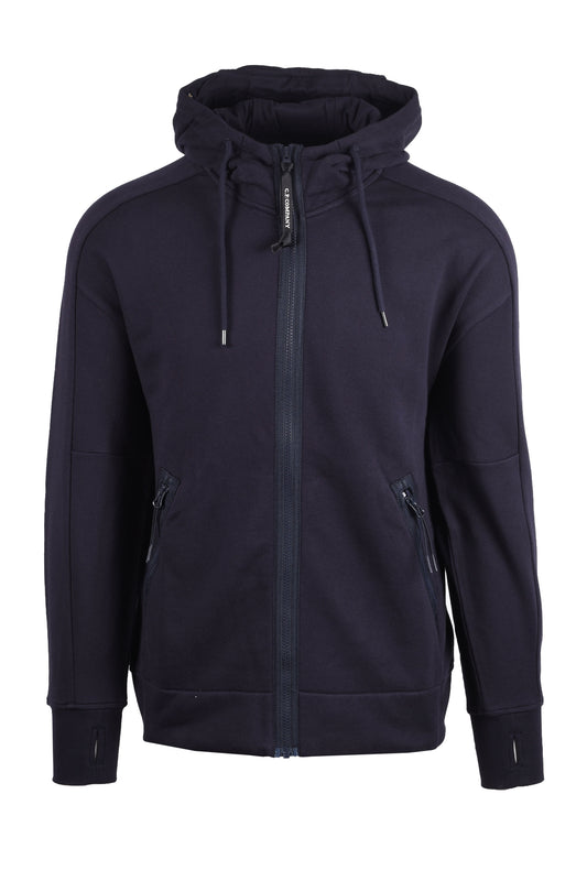 CP COMPANY DIAGONAL RAISED FLEECE GOGGLE ZIP SWEATSHIRT TOTAL ECLIPSE