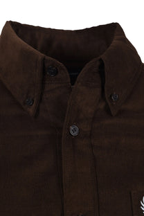 FRED PERRY NEEDLE CORD SHIRT BURNT TOBACCO Fred Perry