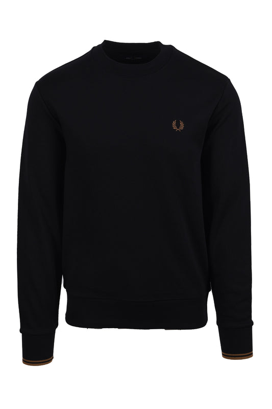 FRED PERRY CREW NECK SWEATSHIRT BLACK/SHADED STONE