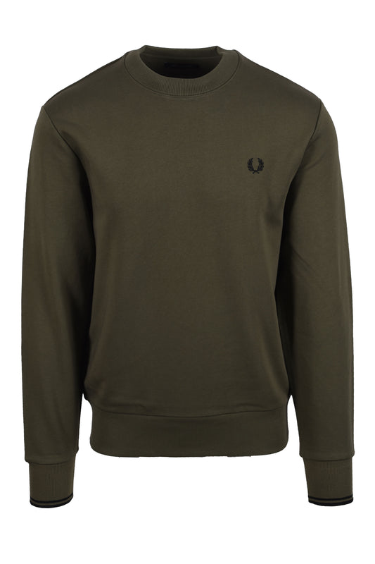 FRED PERRY CREW NECK SWEATSHIRT GREEN/ BLACK