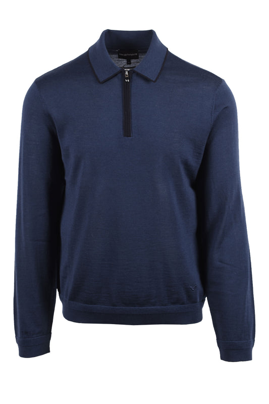 EMPORIO ARMANI ESSENTIAL POLO SWEATSHIRT PERSIAN BLUE Emporio Armani Michael Stewart Menswear  Sweatshirts & Hoodies