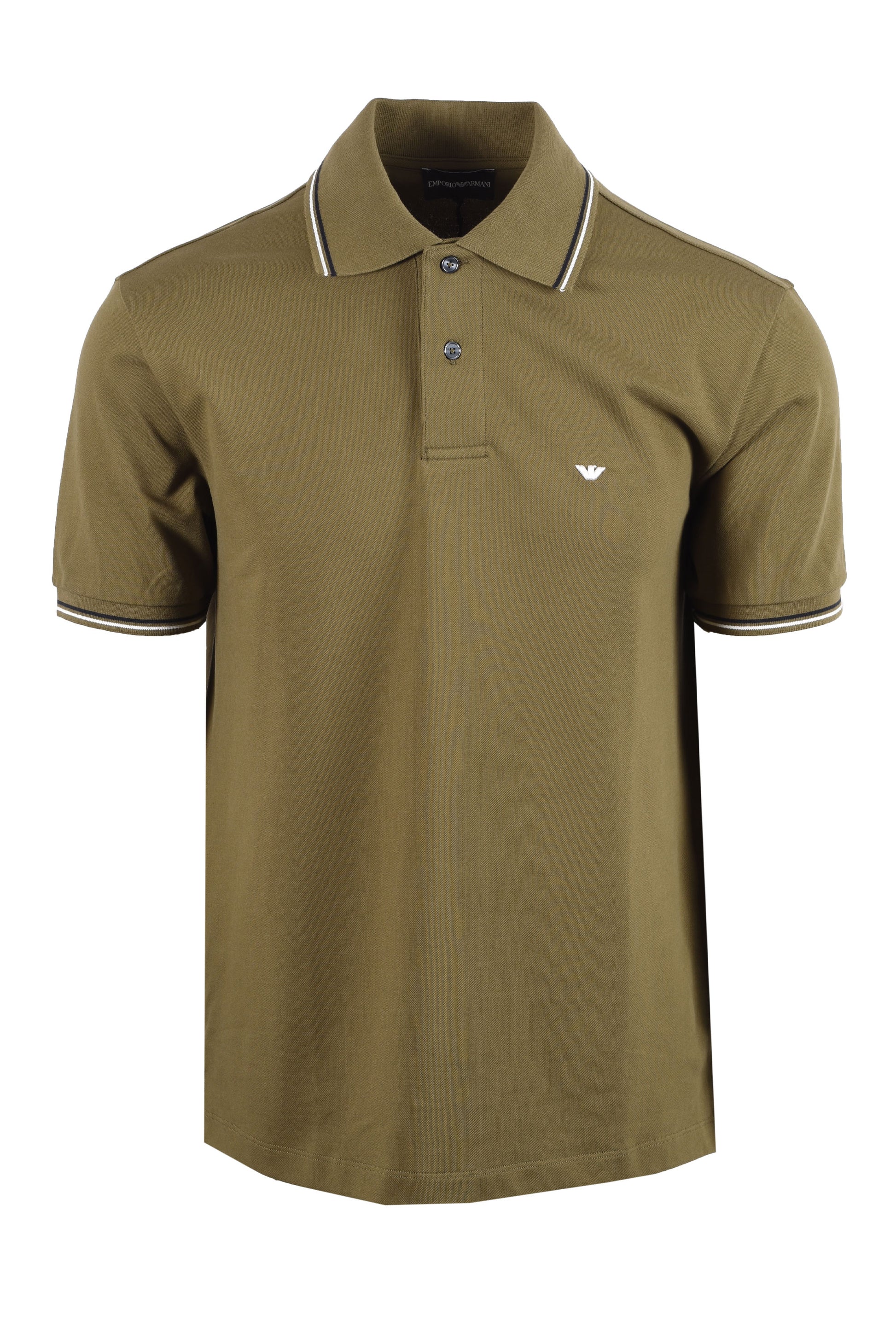 EMPORIO ARMANI ESSENTIAL TIPPED POLO GREEN Emporio Armani Michael Stewart Menswear  Polo Shirts