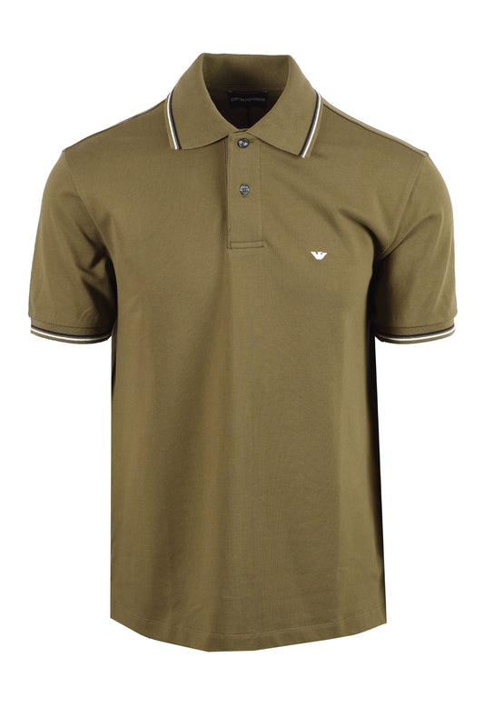 EMPORIO ARMANI ESSENTIAL TIPPED POLO GREEN Emporio Armani Michael Stewart Menswear  Polo Shirts