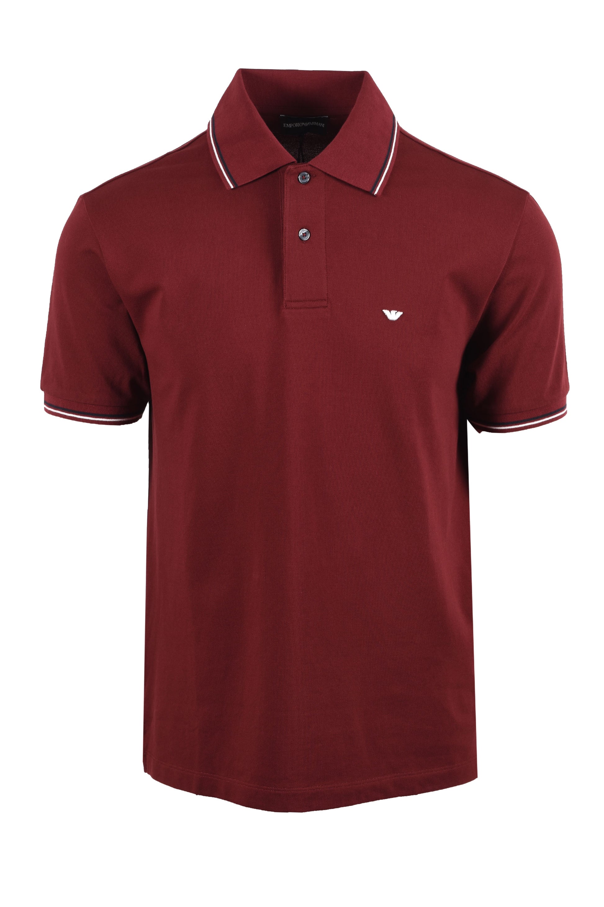 EMPORIO ARMANI ESSENTIAL TIPPED POLO OXBLOOD Emporio Armani Michael Stewart Menswear  Polo Shirts
