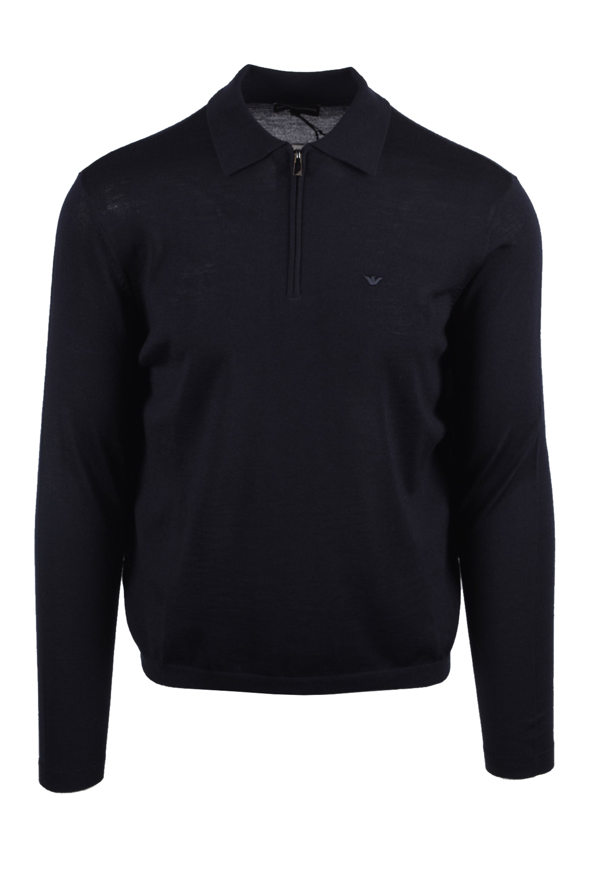 EMPORIO ARMANI ZIP KNITTED POLO NAVY Emporio Armani Michael Stewart Menswear  Polo Shirts