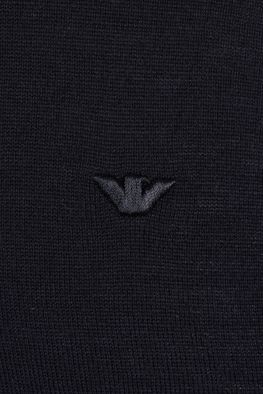 EMPORIO ARMANI ZIP KNITTED POLO NAVY Emporio Armani Michael Stewart Menswear  Polo Shirts