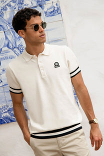 SANDBANKS STRIPE HEM POLO SHIRT ECRU Sandbanks Michael Stewart Menswear