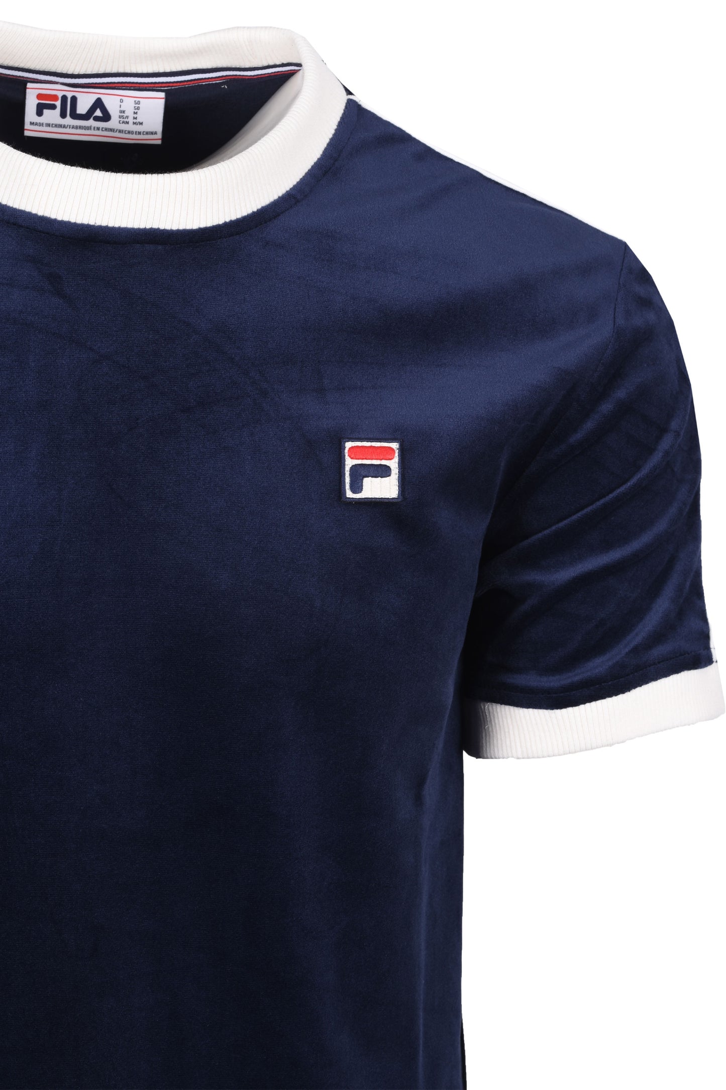 FILA BASILIO TIPPED VELOUR T-SHIRT FILA NAVY/GARDENIA