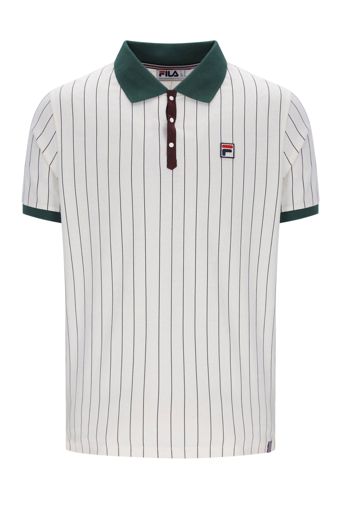 FILA CLASSIC BB1 STRIPED POLO GARDENIA/PINE GREEN/FUDGE