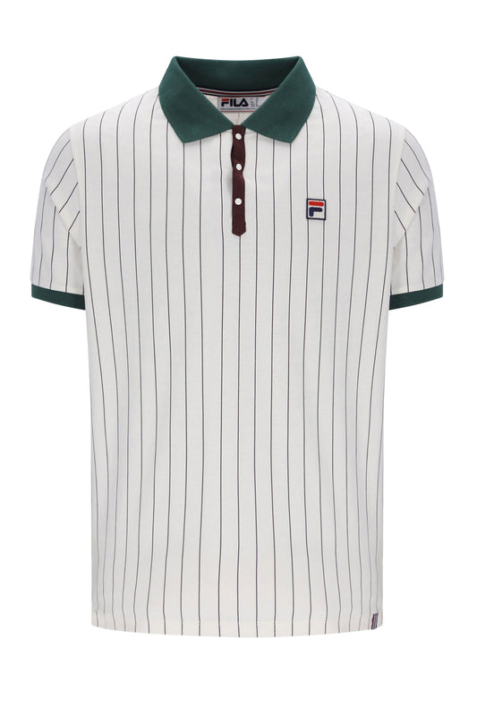 FILA CLASSIC BB1 STRIPED POLO GARDENIA/PINE GREEN/FUDGE