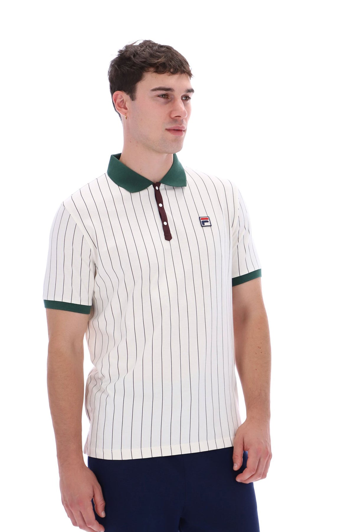 FILA CLASSIC BB1 STRIPED POLO GARDENIA/PINE GREEN/FUDGE